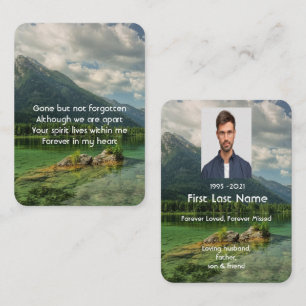 Memorial Photo Prayer Mountain Lake Landscape  Business Card