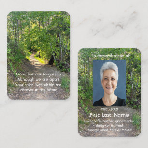 Memorial Photo Prayer Path Trail Forest Trees Business Card