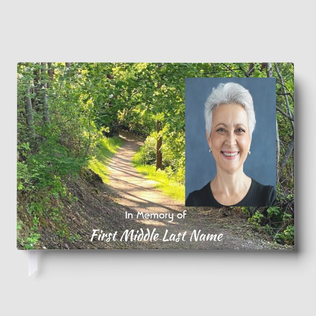 Memorial Photo Prayer Path Trail Forest Trees  Guest Book (Front)
