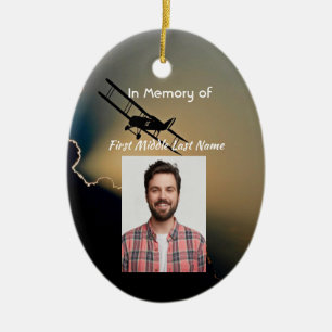 Memorial Photo Prayer Pilot Aeroplane Flying Ceramic Ornament