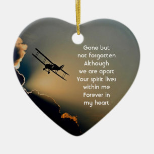 Memorial Photo Prayer Pilot Aeroplane Flying Ceramic Ornament