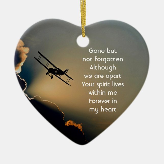Memorial Photo Prayer Pilot Aeroplane Flying  Ceramic Ornament (Front)