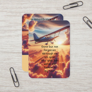 Memorial Photo Prayer Pilot Aeroplane Flying Sunse Business Card