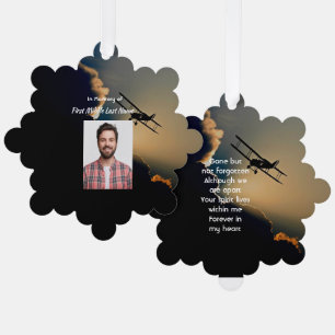 Memorial Photo Prayer Pilot Aeroplane Flying Tree Decoration Card