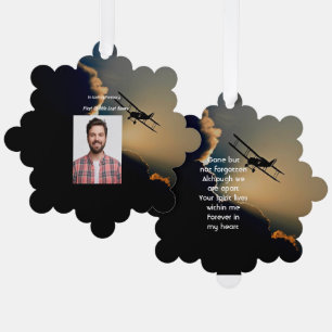 Memorial Photo Prayer Pilot Airplane Flying Tree Decoration Card