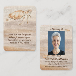 Memorial Photo Prayer Sandy Beach Sea Turtle  Business Card