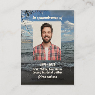 Memorial Photo Prayer Sea Ocean Lake Beach Business Card