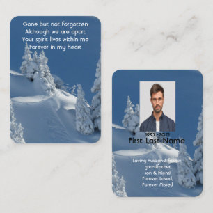 Memorial Photo Prayer Snow Covered Trees Ski Hill  Business Card