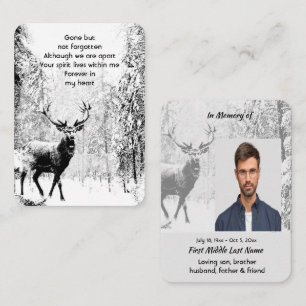 Memorial Photo Prayer Stag Deer Forest Winter Wild Business Card
