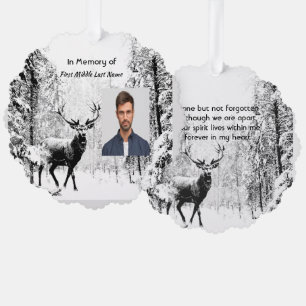 Memorial Photo Prayer Stag Deer Forest Winter Wild Tree Decoration Card