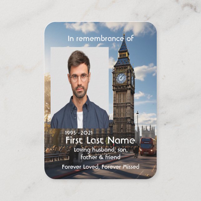 Memorial Photo Prayer Tower of London Britain  Business Card (Back)