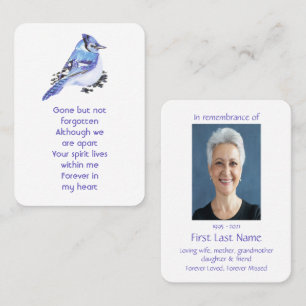 Memorial Photo Prayer Watercolor Bluejay Garden Business Card