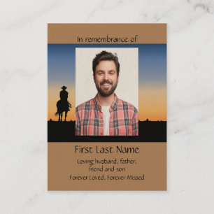 Memorial Photo Prayer Western Horse Back Riding  B Business Card