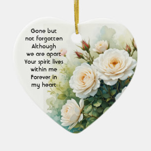 Memorial Photo Prayer White Roses Flowers Ceramic Ornament