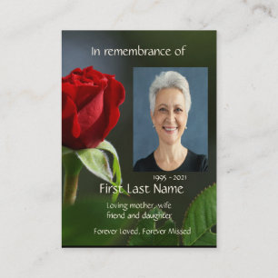 Memorial Photo Red Roses Garden Flowers Business Card