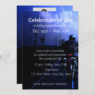 Memorial Photo Remembrance  Motorcycle Biker Invitation