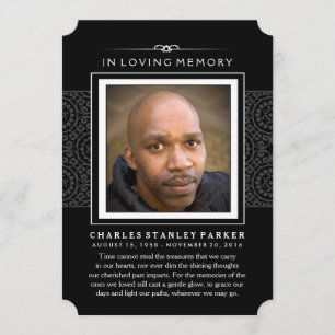 Memorial Photo Thank You Card - Elegant Black