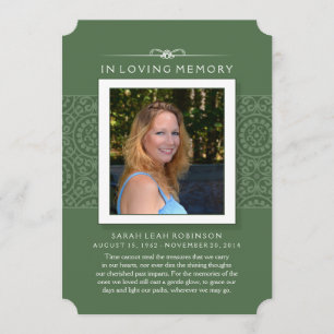 Memorial Photo Thank You Card- Elegant Green Invitation