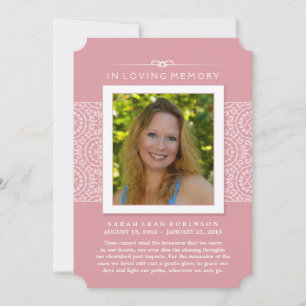 Memorial Photo Thank You Card- Elegant Pink Announcement