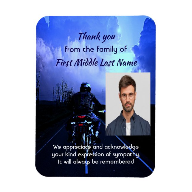 Memorial Photo Thank you Motorcycle Biker  Magnet (Vertical)