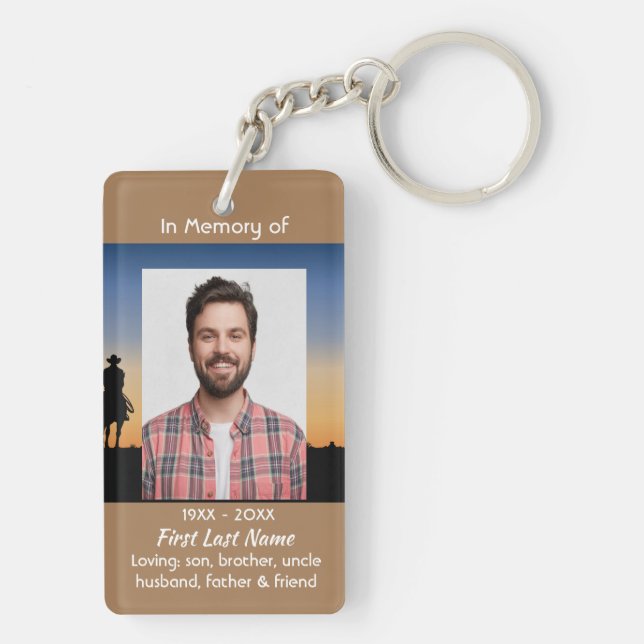 Memorial Photo Western Horse Back Riding  Key Ring (Back)