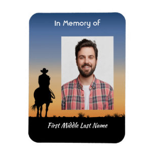 Memorial Photo Western Horse Back Riding Magnet