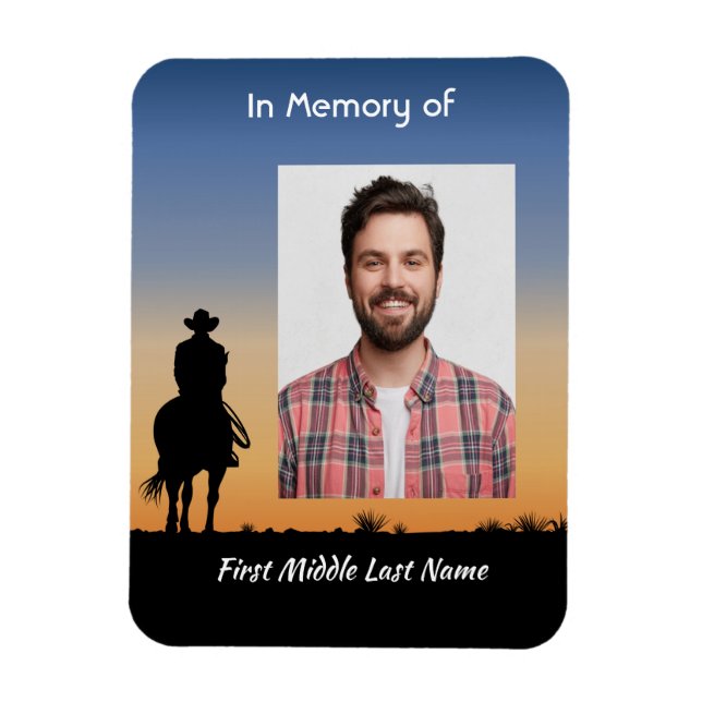 Memorial Photo Western Horse Back Riding Magnet (Vertical)