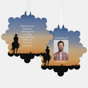 Memorial Photo Western Horse Back Riding Tree Decoration Card