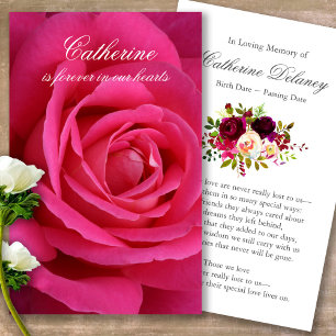Memorial Pink Rose Funeral Prayer Sympathy Cards