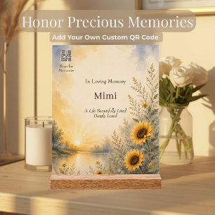 Memorial Plaque with Custom QR Code Acrylic Sign