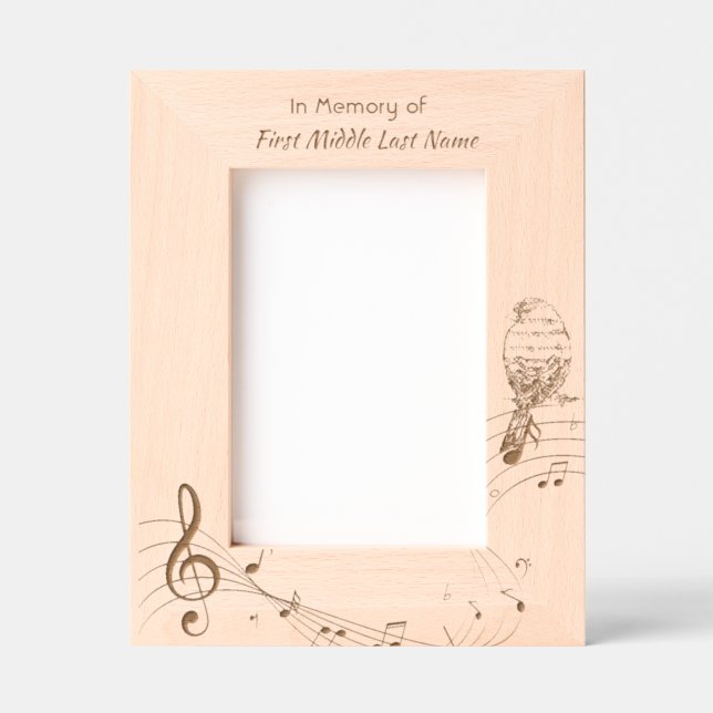 Memorial Pocke Keepsake  Music Bird Etched Frames (Front)