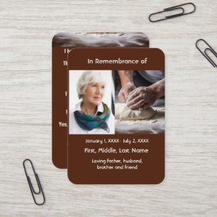 Memorial Pocket Card Baking Bakery Cook