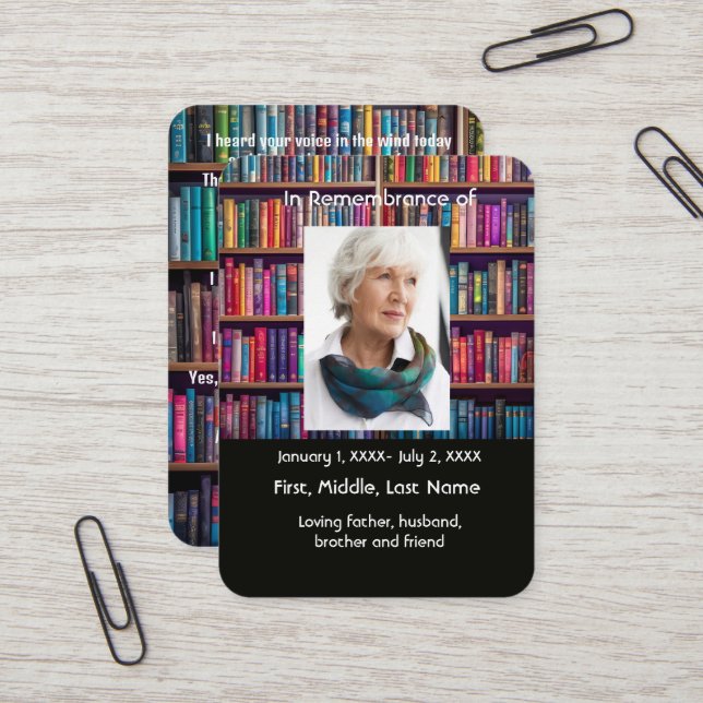 Memorial Pocket Card Book Librarian  (Front/Back In Situ)