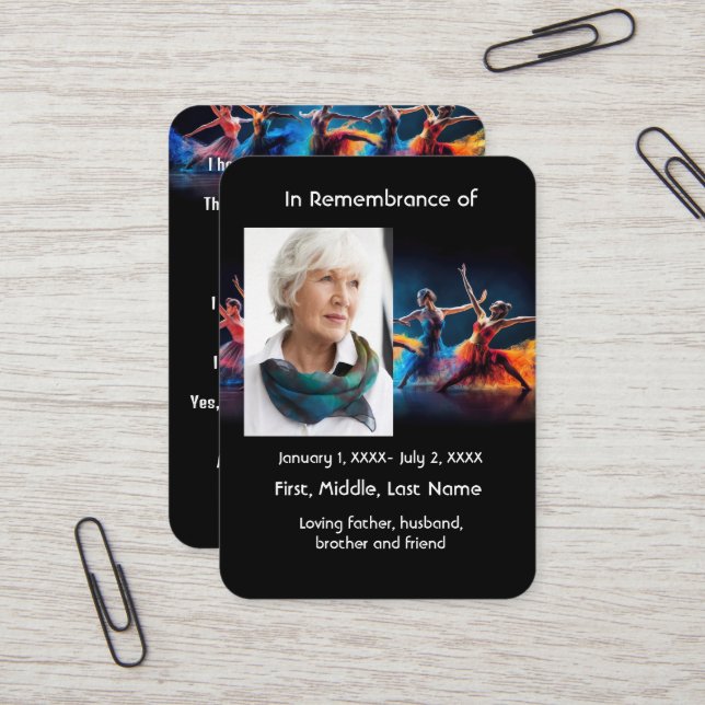 Memorial Pocket Card Dancer Dancing Dance (Front/Back In Situ)