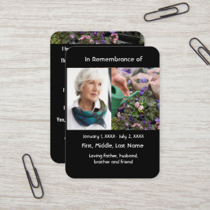 Memorial Pocket Card Gardener Gardening Garden