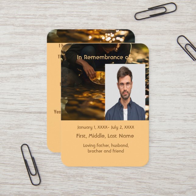 Memorial Pocket Card Gold Panning Panner (Front/Back In Situ)