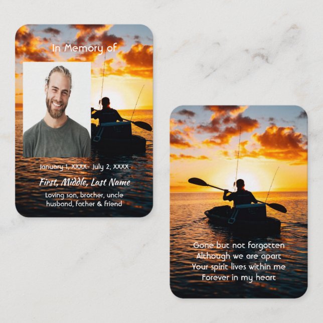 Memorial Pocket Card Kayaking Sport  (Front/Back)