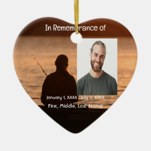 Memorial Pocket Card Lake Fishing Fisherman Ceramic Ornament