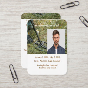 Memorial Pocket Card Metal detecting 