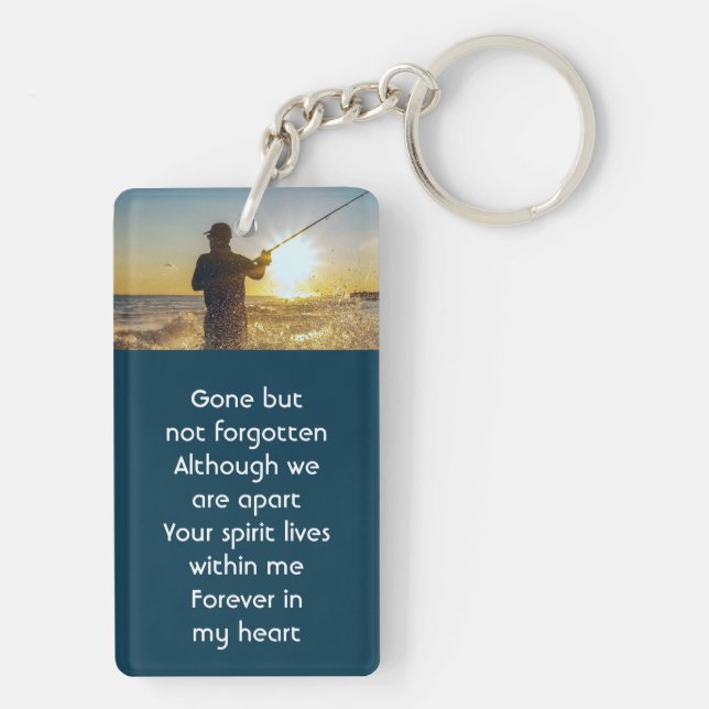 Memorial Pocket Card Ocean Fly Fishing Fisherman Key Ring (Back)