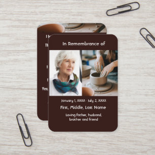 Memorial Pocket Card Potter Pottery Craft