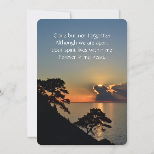Memorial Pocket Keepsake Lake Sunset Peaceful Invitation (Front)