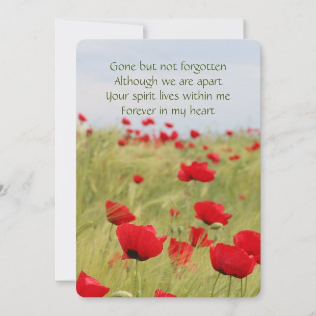 Memorial Pocket Keepsake Red Poppies Flower Invitation (Front)
