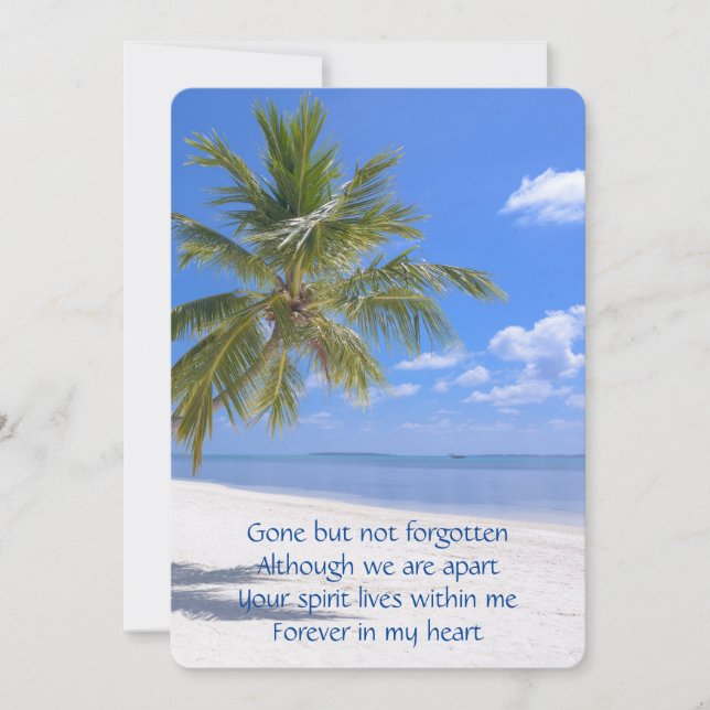 Memorial Pocket Keepsake Tropical Beach Paradise  Invitation (Front)