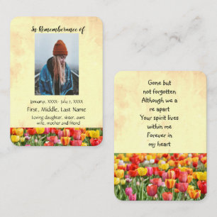 Memorial Pocket Keepsake Tulips Garden Flowers Business Card