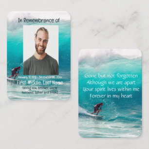 Memorial Pocket Keepsake Wave Surfer Water Business Card