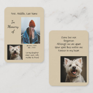Memorial Pocket Keepsake West Highland Dog   Business Card