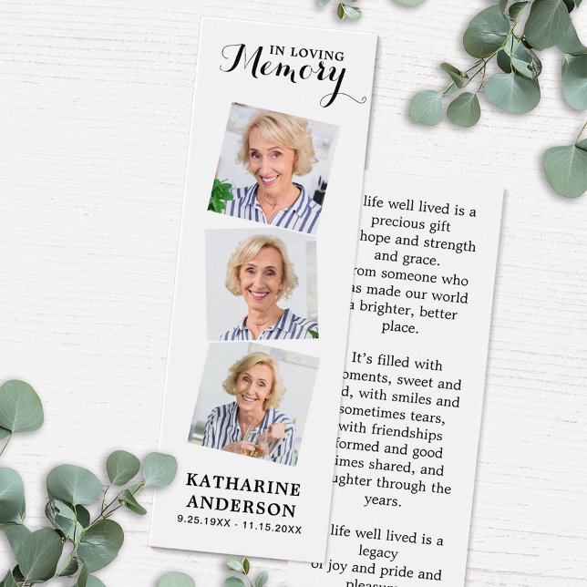 Memorial Poem 3 Photo Funeral Prayer Bookmark (Creator Uploaded)