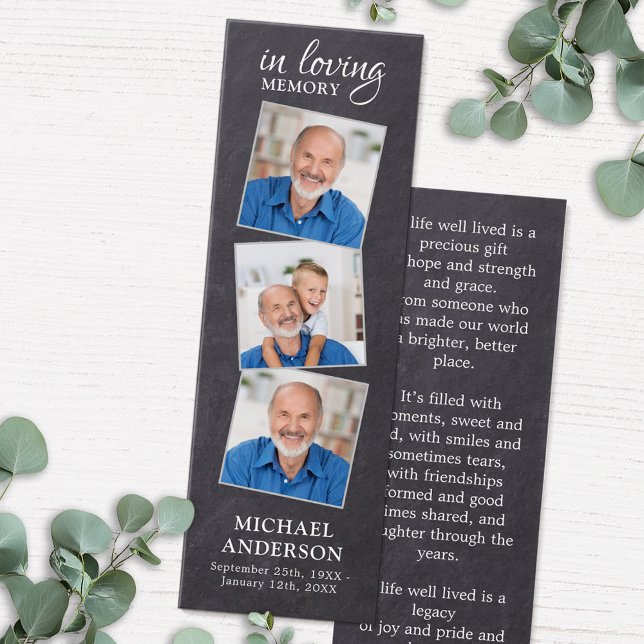 Memorial Poem 3 Photo Funeral Prayer Bookmark (Creator Uploaded)