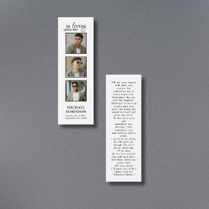 Memorial Poem 3 Photo Funeral Prayer Bookmark Card